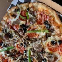 Deluxe · Ham, sausage, Pepperoni, beef Bulgogi, sliced onions, olives, bell peppers, mushrooms & Mozz...