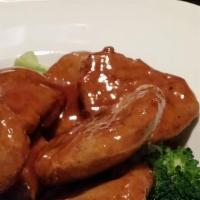 General Tso'S Soy Protein · Spicy. Served with broccoli and a side of brown rice. Served with choice of miso soup or gre...