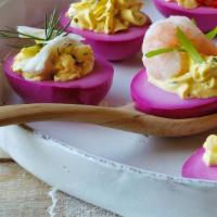 Deviled Eggs · beet pickled eggs, classic filling, paprika