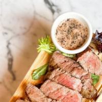 New York Strip Steak  · Au poivre sauce, maitre d'hotel butter
- Mashed Potato Side    6
- Petite House Salad       6