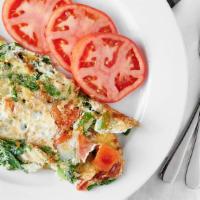 Veggie Omelette · (Vegetarian). Egg Whites, Portobello Mushroom, Peppers, Zucchini & Onions.