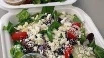 Jjs Own Greek Salad · Romaine lettuce, tomatoes, cucumber, green olives, grape leaves and feta cheese. Recommended...