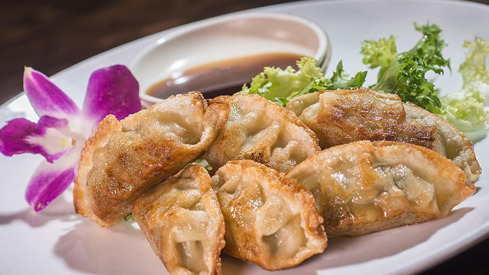 Gyoza · Pan-fried or steamed pork dumplings.
