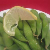 Edamame · Cooked green soy bean.
