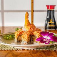 Summer Roll · Inside shrimp tempura and cucumber top with spicy crab meat.