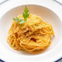 Spaghetti Con Bottarga · Bottarga mullet roe.