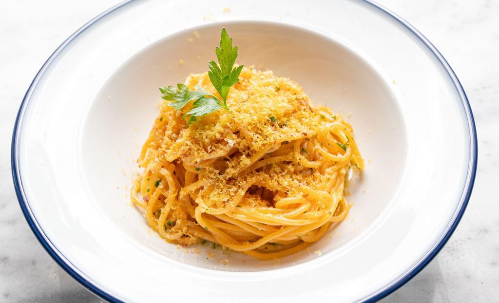Spaghetti Con Bottarga · Bottarga mullet roe.