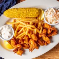Jumbo Shrimp · Served with French Fries, House made Coleslaw, Corn on the Cob and Artie’s Tartar sauce