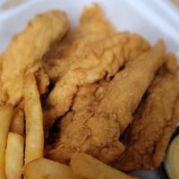 Homemade Chicken Tenders · Hand cut and breaded chicken tenders