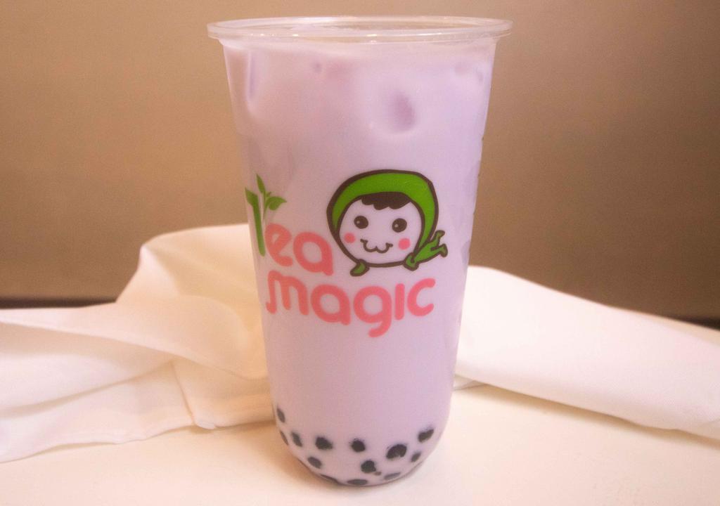 Taro Milk Tea · topping is not included caffeine-free.  Add Warm Drinks for an additional charge. Add Toppings for additional charges.