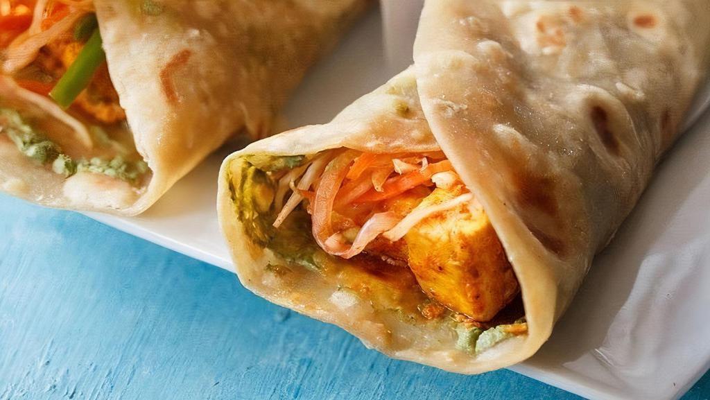 Vegetable Kati Roll (2 Pc) · A Kolkota dish - Filling is made with cabbage, potatoes, carrots, onions and spices rolled in paratha