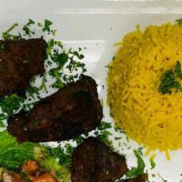 Lamb Kebab · Tender and delicious lamb cubes marinated in herbs, spices, and olive oil. Then served with ...