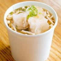 Shrimp Dumpling Miso Soup · Miso soup with shrimp dumplings (3pc) (no enoki mushrooms).