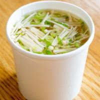 Classic Miso Soup · Traditional Japanese miso soup with scallion.