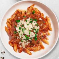 The Big Penne · Al dente penne cooked with our house made tomato sauce, mozzarella cheese, and topped with f...