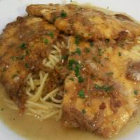 Chicken Francaise · Dipped in egg, sautéed with lemon, butter & wine.