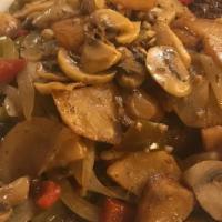 Steak Angelo'S · Smothered with onions, peppers, mushrooms & potatoes, served red or white.