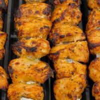 Chicken Kebab Pack-2 · 8 skewer serve with rice, bread, salad, white sauce,green sauce and hot sauce.