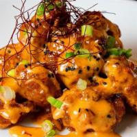 Bang Bang Shrimp · Crispy tempura shrimp, spicy mayo.