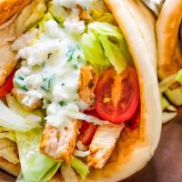 Grilled Chicken · Grilled chicken, lettuce, tomato, onions, and tzatziki sauce.