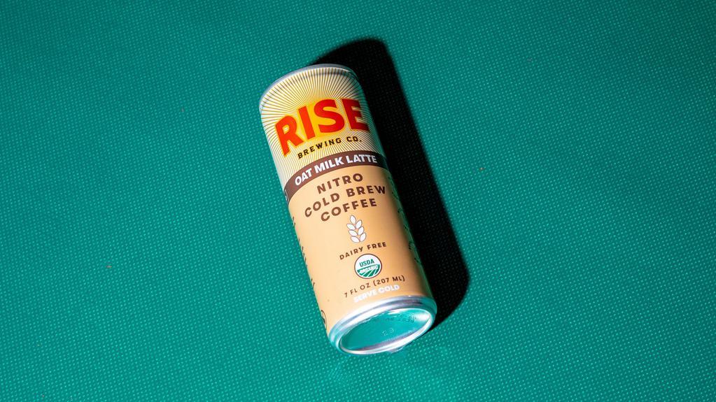 Rise Oat Milk Latte · Vegetarian, Vegan, Gluten-Free. Nitro latte featuring cold brew coffee enhanced with a dash of delicious, dairy-free oat milk. Contains 80 mg of caffeine per can.