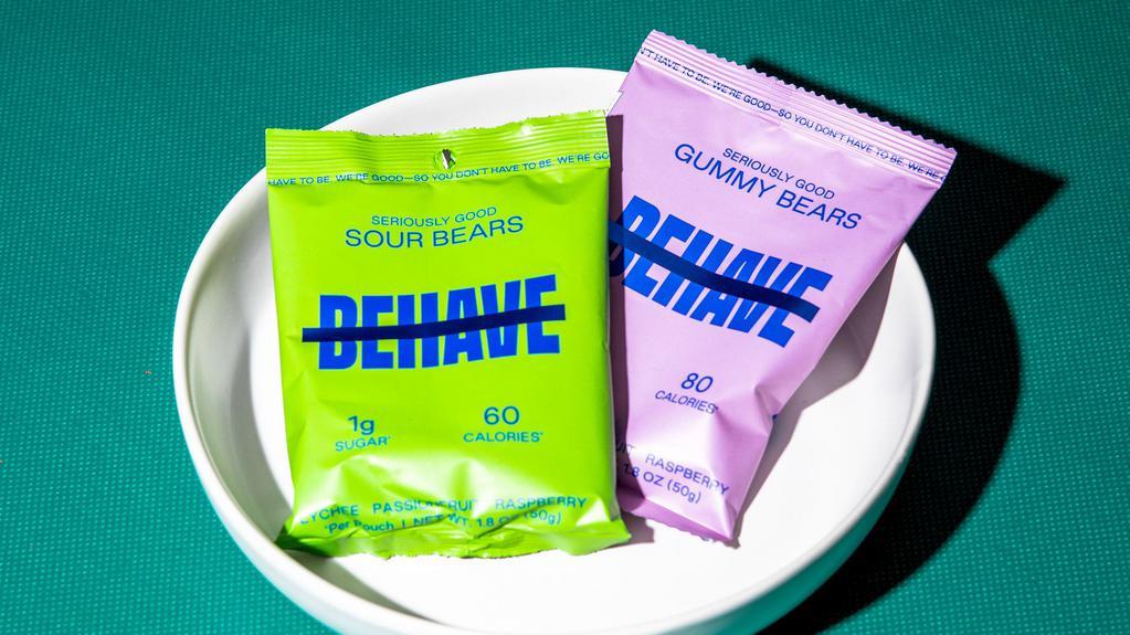 Behave Gummy Bears · Vegetarian, Vegan, Gluten-Free. Choice of sour or sweet.