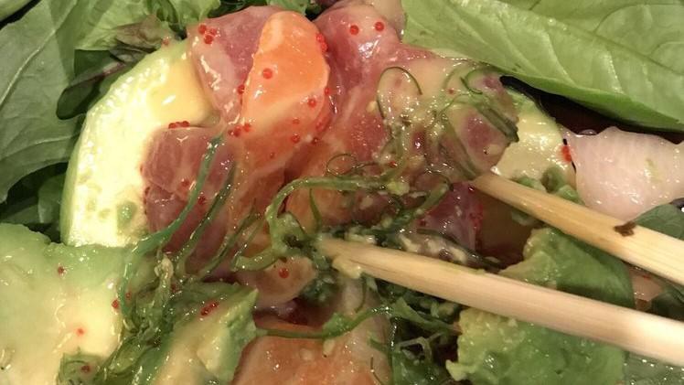 Salmon And Avocado Salad · Raw. Served with salad special sauce.