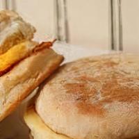 Turkey Sausage, Egg White & Cheese On English Muffin · Egg White Patty, Turkey Sausage & Swiss Cheese on an English Muffin.