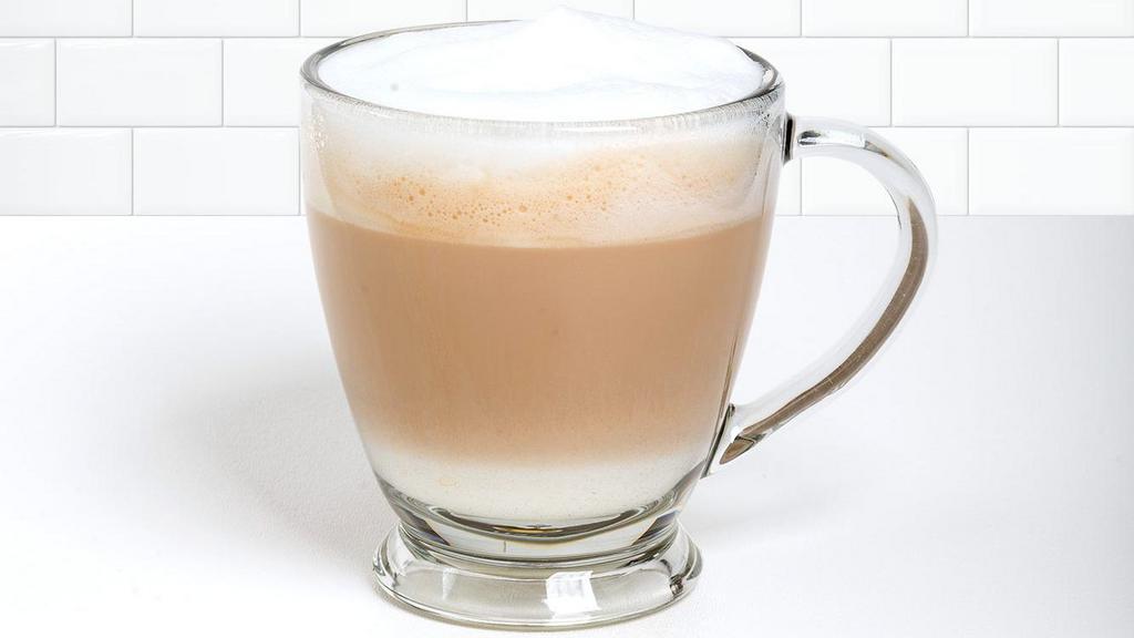 Cappuccino  (Large 20 Oz.) · Equal parts of espresso and steamed milk topped with a crown of froth. Make it eat fit with skim milk, unsweetened almond milk, or unsweetened soy milk.