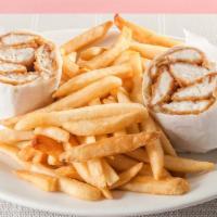 Chicken Fingers · Strips of breaded chicken. Served with a side of BBQ sauce.