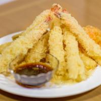Shrimp Tempura Dinner · Lightly battered shrimp and vegetables, deep-fried to perfection