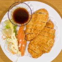 Chicken Katsu Dinner · Breaded deep-fried boneless chicken cutlet served with katsu sauce on the side.