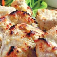 Malai Kebab · Chunks of chicken marinated in creamy textures along with spices.