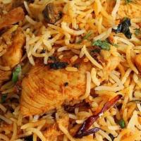 Samuha Spl Chicken Fry Biryani · Fried Boneless Chicken cooked in basmati rice over a low fire with Indian herbs.