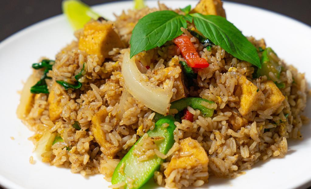 Basil Fried Rice · Spicy. Onions, peppers and basil fried rice.