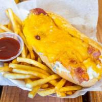#6. Mike'S Melt Sandwich · Spicy! Fresh chicken and bacon stuffed into a sub roll  with ranch, blazin chili sauce, topp...