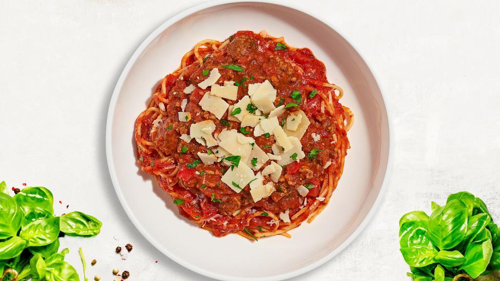 Belle Bolognese Vegan Pasta  · Ground vegan beef cooked in classic flavorful marinara sauce and served with your choice of pasta.