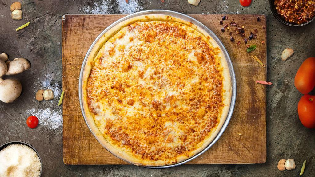 Classic Queso Vegan Pizza  · Fresh tomato sauce, shredded vegan cheese and extra-virgin olive oil baked on a hand-tossed dough.