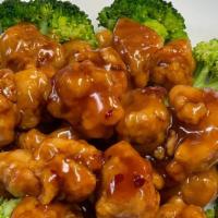 General Tso Chicken · Chunks of dark chicken meat and dried red pepper, sauteed with general tso sauce. Spicy.