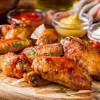 Honey Mustard Wings · Golden, crispy fried wings tossed in tangy, sweet Honey Mustard sauce. Your choice of Bleu C...