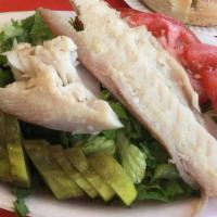 Whitefish Salad Platter · Includes lettuce, tomato, onion, pickles and your choice of bagel.