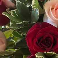 1 Dozen Pink & Red Roses In A Bouquet  · 1 dozen red & pink roses in a bouquet