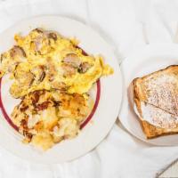 Pork Sausage Omelette · Served with 2 eggs toast and home fries or grits.