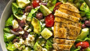 Grilled Chicken Over Greek Salad · Menu items in this group or this item may be cooked to your liking. Please note that consumi...