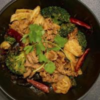 Deluxe Dry Pot · Your choice of two proteins, and Broccoli, Cabbage, Wakame and Bok choy tossed in a spicy an...