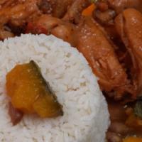 Chicken Stew/ Guisado De Pollo. · chicken stew Comes with white Rice and red Beans.
Stew  is made of slow cooked chicken in to...