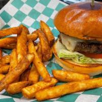 5-Alarm Burger · Served with roasted jalapeños, pepper Jack cheese,. cayenne pepper sauce, lettuce, tomatoes ...