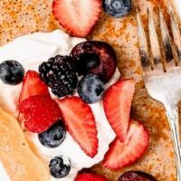 Queen Of Tarts Crepe · Like a fruit tart, but better - Filled with organic strawberries, blueberries,. bananas and ...