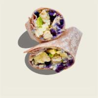 Chiquito Breakfast Burrito · Vegetarian. Free-range scrambled eggs, avocado, tomatillo salsa, black bean hummus, whole wh...