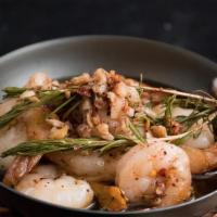 Gambas Al Ajillo · tiger shrimp, garlic confit and toast points